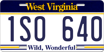 WV license plate 1SO640