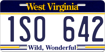 WV license plate 1SO642