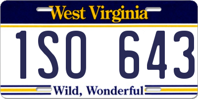 WV license plate 1SO643