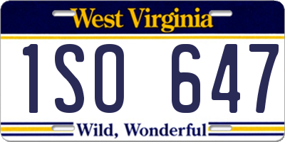 WV license plate 1SO647