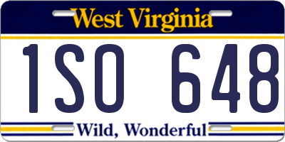 WV license plate 1SO648