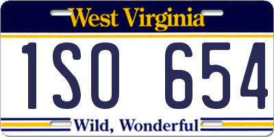 WV license plate 1SO654