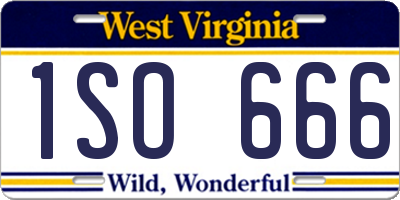 WV license plate 1SO666