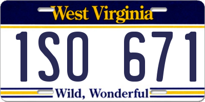 WV license plate 1SO671