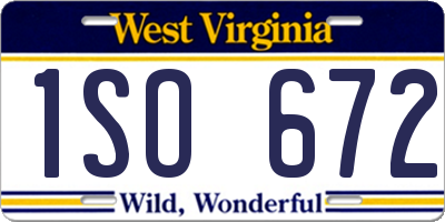 WV license plate 1SO672