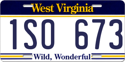 WV license plate 1SO673