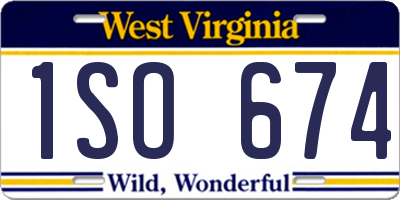 WV license plate 1SO674