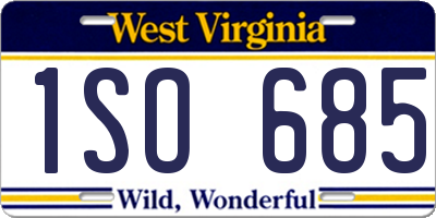 WV license plate 1SO685