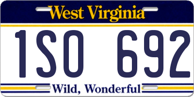 WV license plate 1SO692