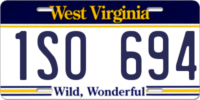 WV license plate 1SO694