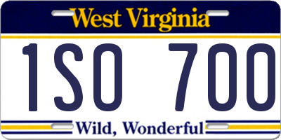WV license plate 1SO700