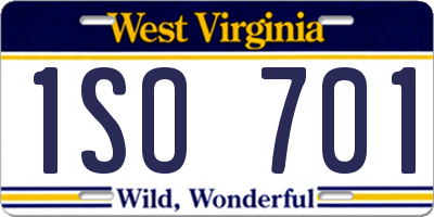 WV license plate 1SO701