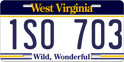 WV license plate 1SO703