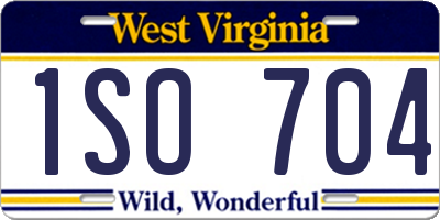 WV license plate 1SO704