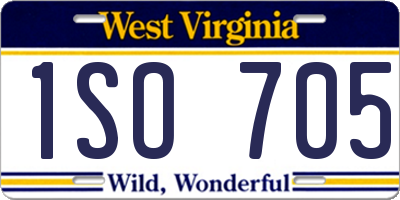 WV license plate 1SO705