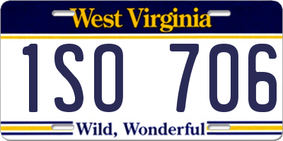WV license plate 1SO706