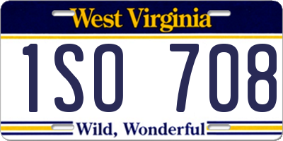 WV license plate 1SO708