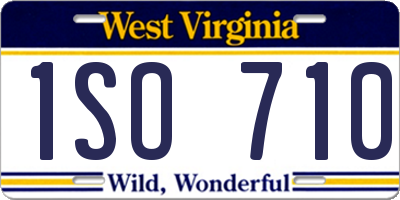 WV license plate 1SO710