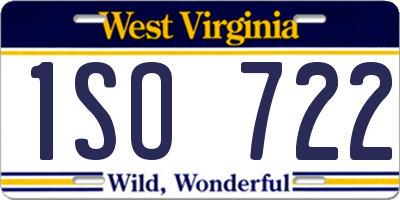 WV license plate 1SO722
