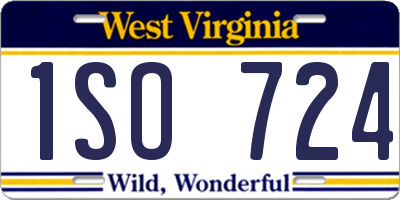 WV license plate 1SO724