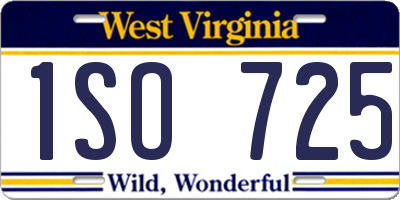 WV license plate 1SO725