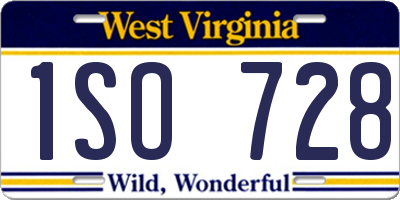 WV license plate 1SO728