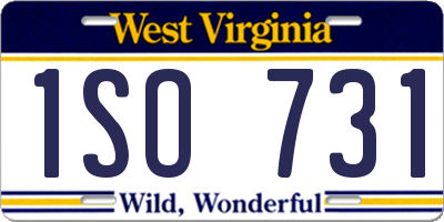 WV license plate 1SO731