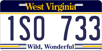 WV license plate 1SO733