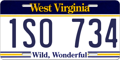 WV license plate 1SO734