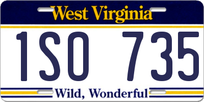 WV license plate 1SO735