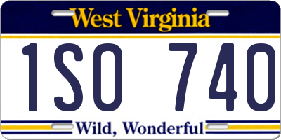 WV license plate 1SO740