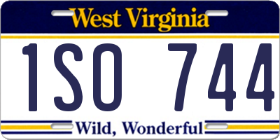 WV license plate 1SO744