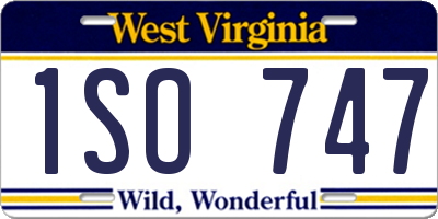 WV license plate 1SO747
