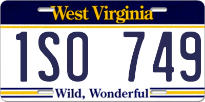 WV license plate 1SO749