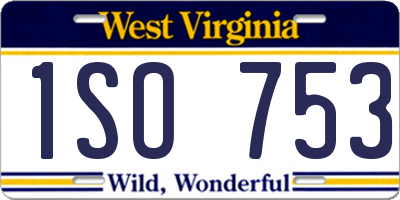 WV license plate 1SO753