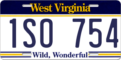 WV license plate 1SO754