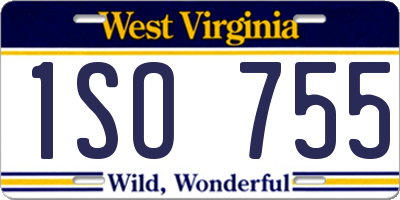 WV license plate 1SO755