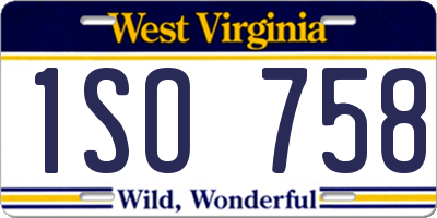 WV license plate 1SO758