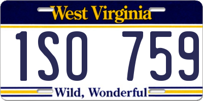 WV license plate 1SO759