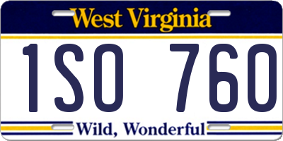 WV license plate 1SO760