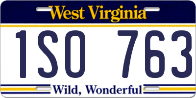 WV license plate 1SO763