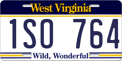 WV license plate 1SO764