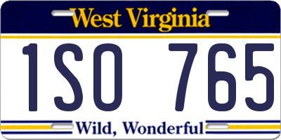 WV license plate 1SO765