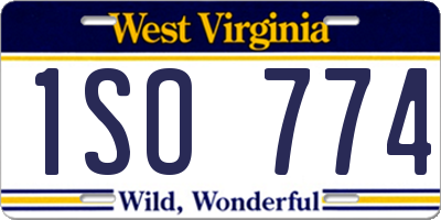 WV license plate 1SO774