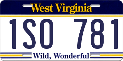 WV license plate 1SO781