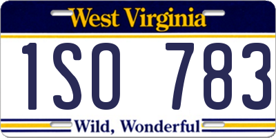 WV license plate 1SO783