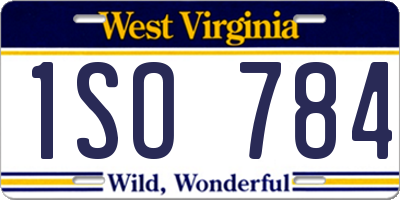 WV license plate 1SO784