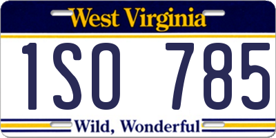 WV license plate 1SO785