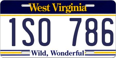 WV license plate 1SO786