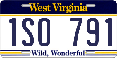 WV license plate 1SO791